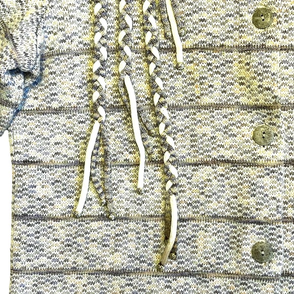 Altra Made in Italy Vintage 80s Marled Knit Fringe Pink Cream Cardigan Sweater M - Picture 6 of 14